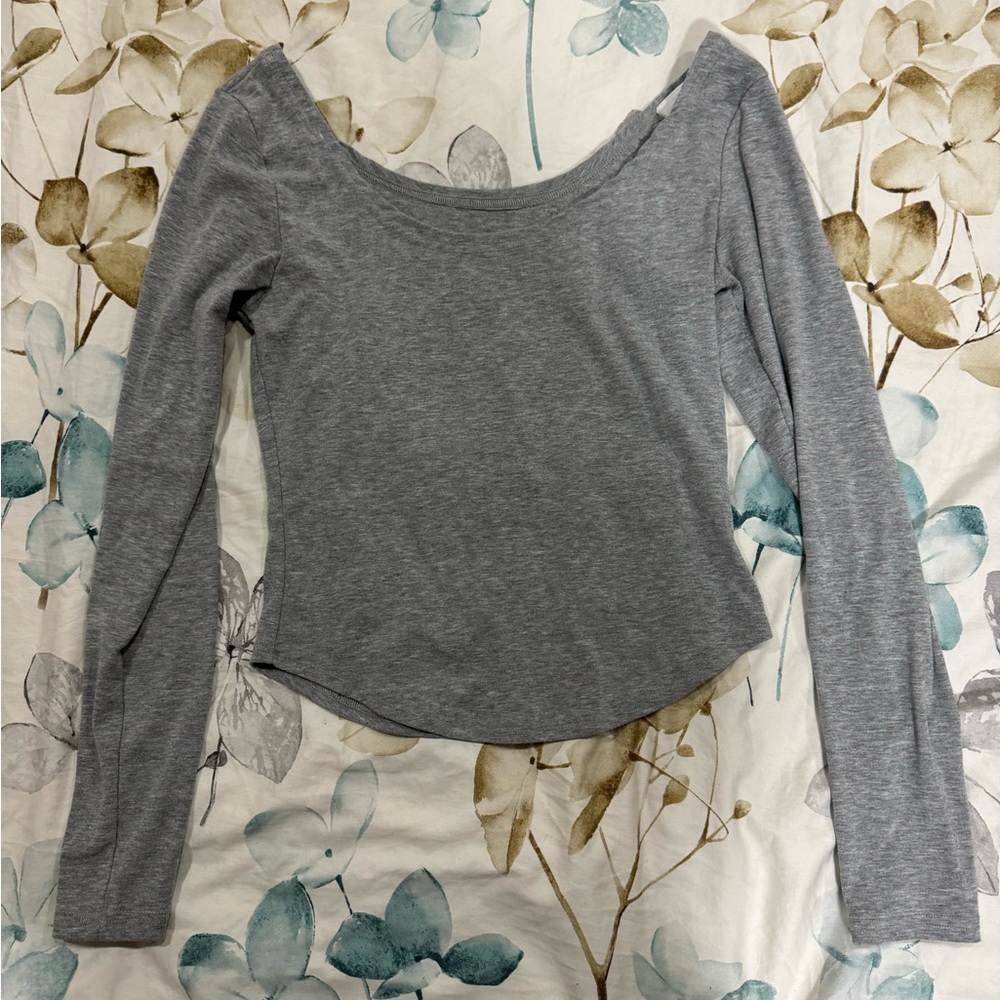 Grey off the shoulder long sleeve